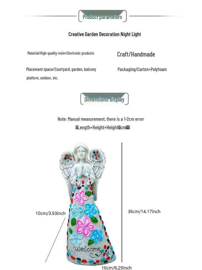 Садовые фигурки ангелов на солнечной батарее - Уличные полимерные садовые украшения