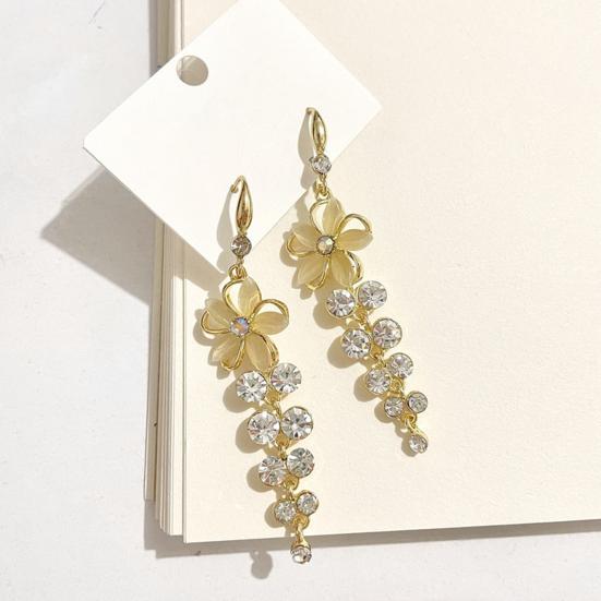 1 пара висячих серег с цветком, искусственный опал, темперамент, сияющая бахрома, висячие серьги, ювелирные изделия, подарки