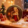 Christmas Temptation Coin Pin-Up Inspired Adults Holiday Token Metal Collectible Coin Decoration Round Keepsake Badge Stocking Stuffer Gag Gift