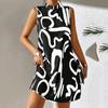 Fashion Printed Round Neck Women's Casual Dress Plus Size Summer Sleeveless Short Dress Woman Vintage Elegant Loose A Line Dresses Lady 24404