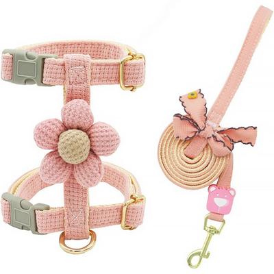 Комплект шлейки для домашних животных Pastel Flower, розовый