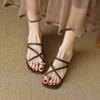 One word with sandals women's summer wear new low-heeled retro Roman cool slippers women