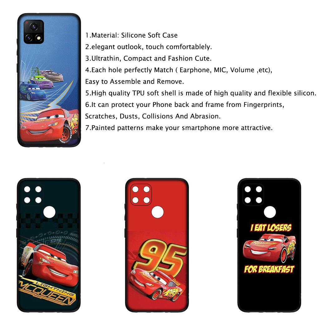 Для Samsung Galaxy S25 S24 S23 S22 Ultra FE Plus A17 A37 A57 A56 A55 A06 A16 A15 A36 A35 A05 A25 A54 A34 Чехол для телефона Мультяшные машинки Молния Маккуин 95