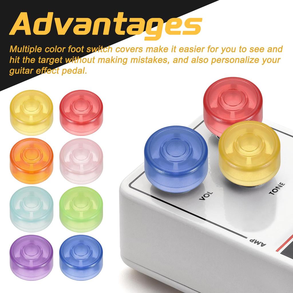 Uxcell 10 шт. Накладки на ножные переключатели Крышки кнопок гитарных педалей Пластиковые верхние крышки для ножных переключателей Дюймовые для кнопок педалей гитарных эффектов Ярко-зеленые 3/8