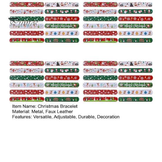 12/24/48 шт., рождественские браслеты с рисунком Санта-Клауса и оленей, круглые браслеты с хлопком для детей и взрослых