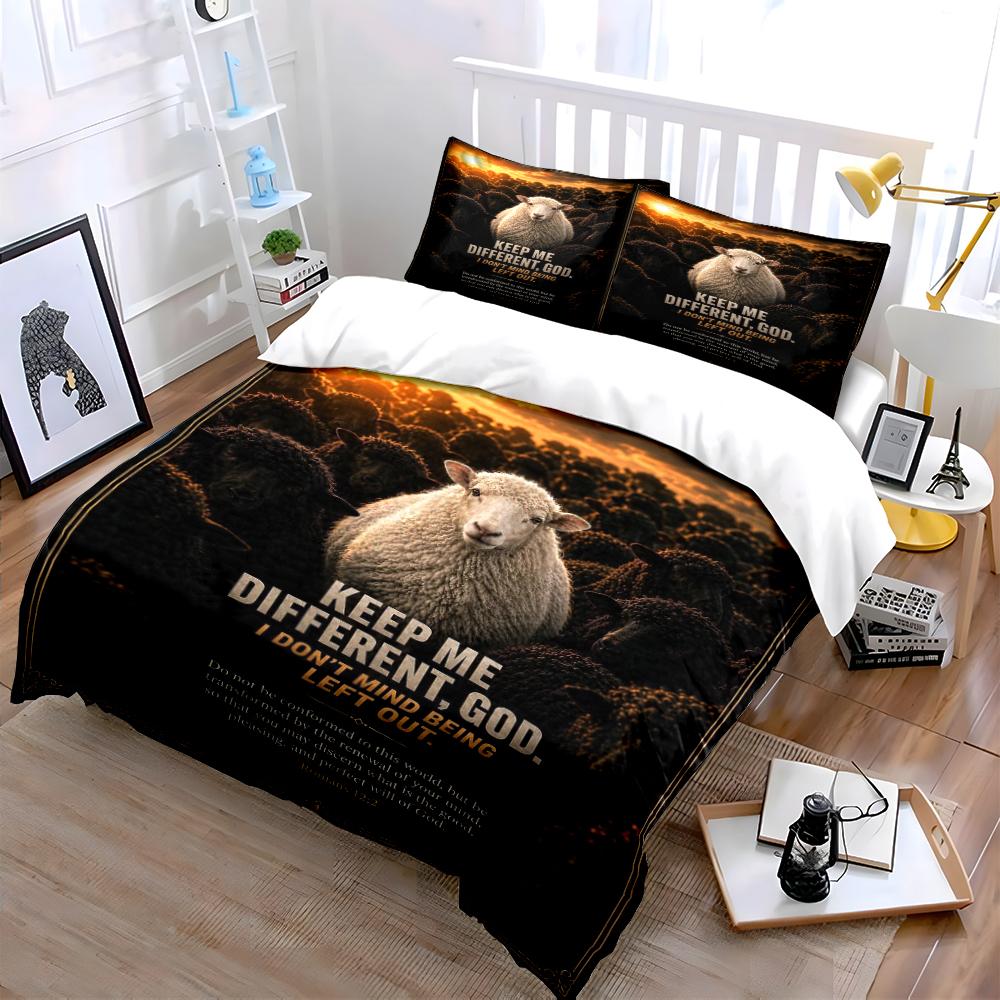 "Unique Sheep Pattern Bedding Set" Bedding set (1 duvet cover, 2 pillowcases, duvet not included)