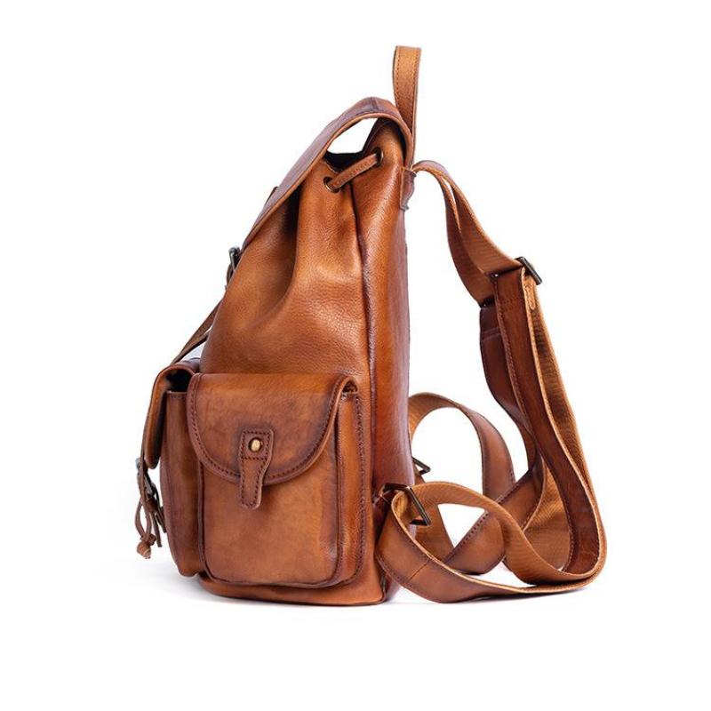 Johnature Men Genuine Leather Backpack Retro Large Capacity Portable Travel Bags Natural Real Cowhide Laptop Backpacks