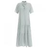 Shop Women S China Collar Button Half Open String Short Sleeve Ruffled Long Du