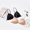 French Style Triangle Cup Bra Gathers One-Piece Wire Free Bras Ladies Underwear Solid Color Sexy Lingerie