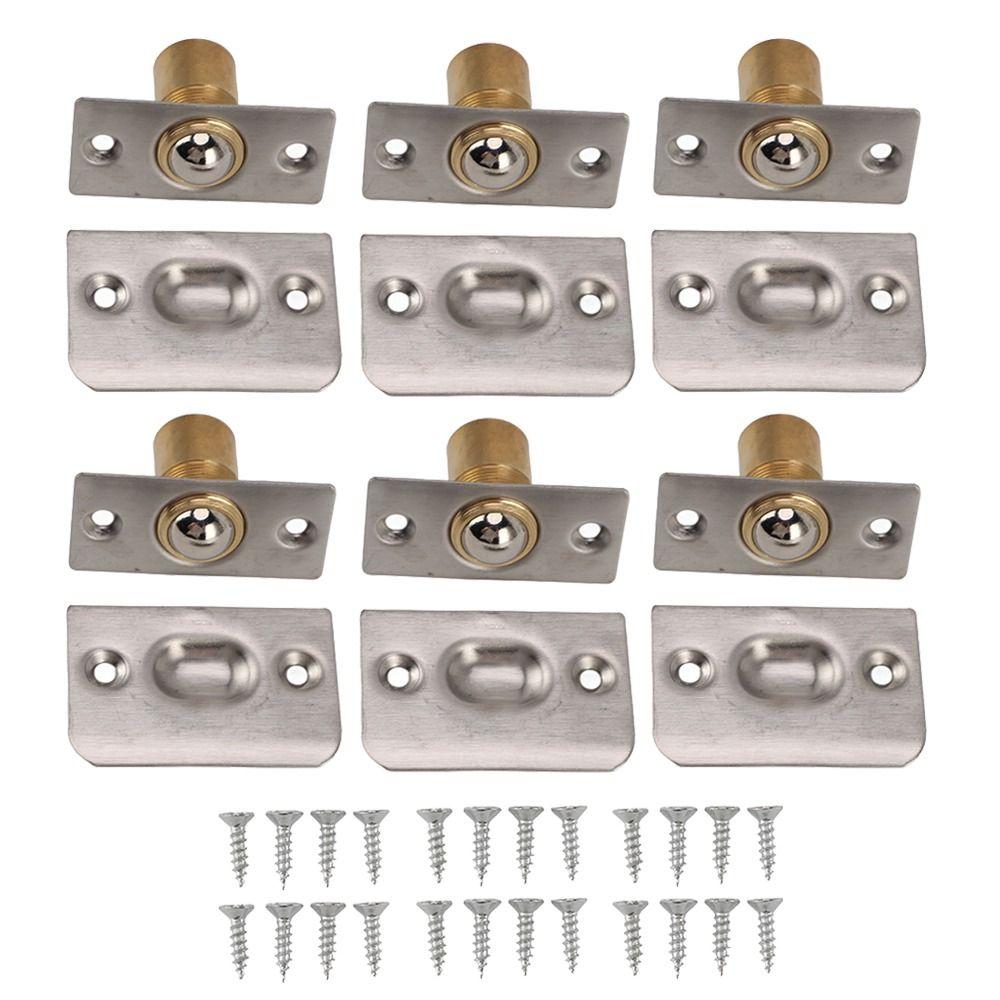 6pcs Stainless Steel Adjustable Ball Catch Silver Closet Ball Latch Door Ball Catch Interior Doors