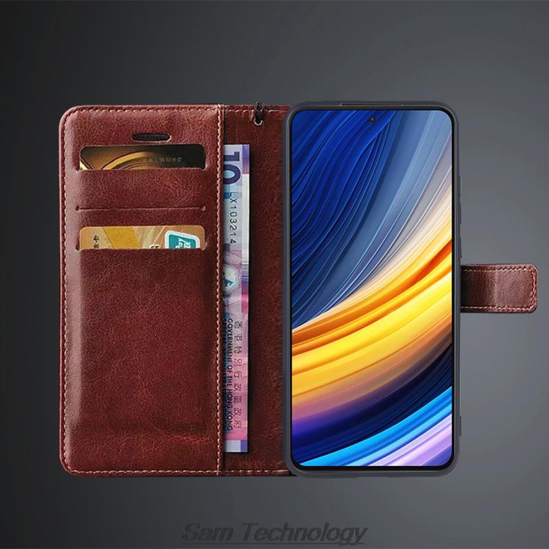 Чехол-держатель для карт для Xiaomi POCO X3 Pro / X3 NFC / X3 Pu Leather Flip Cover Retro Wallet Phone Case Business Fundas Coque