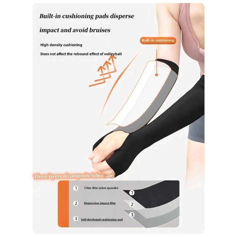 2PCS Volleyball Arm Cormpression Sleeves Passing Hitting Forearm Sleeves with Protection Pads and Thumb Hole Padded Wrist Guard