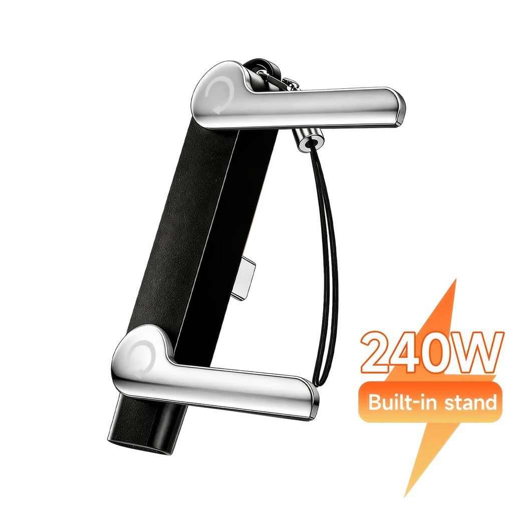 Type C Phone Charging Bracket Adapter 240W Fast Charging OTG USB-C Male to USB-C Female Converter With foldable Holder 3