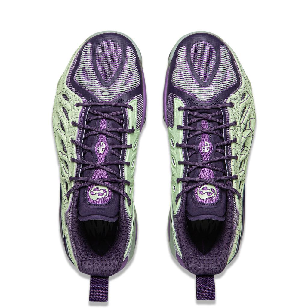 Li Ning Reverse 5 Hunter 2 Super Demon Technology Сетчатые Баскетбольные Кроссовки Мужские Кроссовки Фиолетовый Зеленый ABFW013-10