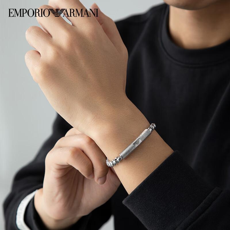 Armani Серебряная Кубинская Цепь Модный Браслет с Инкрустированным Логотипом Орла Весенний Подвеска Мужской Браслет EGS2940040
