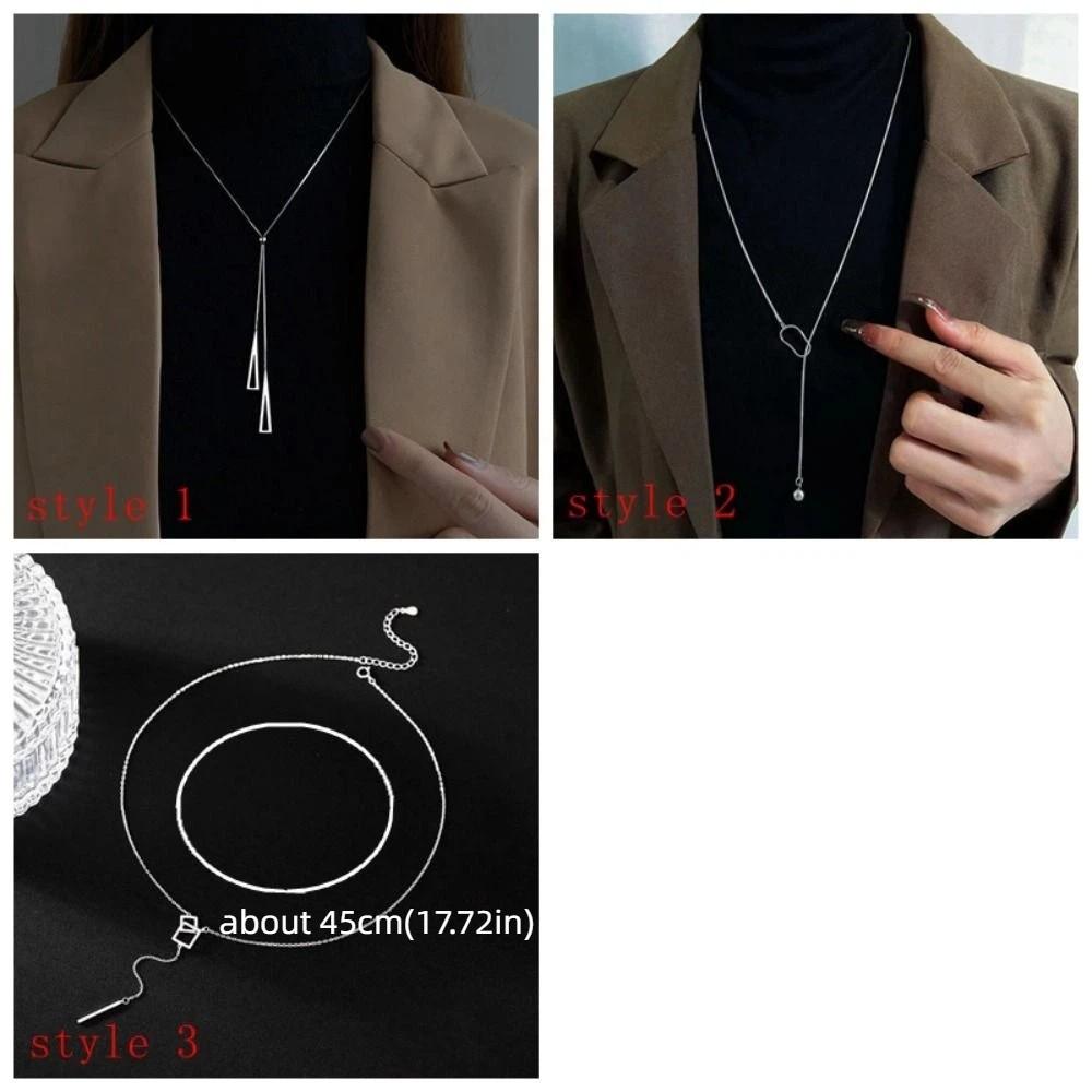 Exquisite Triangle Pendant Necklace Adjustable Long Necklace Tassels Necklace Birthday Gift