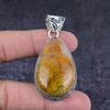 Natural Plume Agate Gemstone Handmade 925 Sterling Silver Pendant 2.36" Y2S85