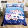 3D Пододеяльник с единорогом Мультяшный комплект постельного белья Роскошный Полуторный Двуспальный Для Детей Мальчиков Девочек Микрофибра Покрывало Домашний Текстиль