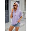 Летняя женская футболка, новая однотонная свободная футболка с короткими рукавами и пуговицами, топ