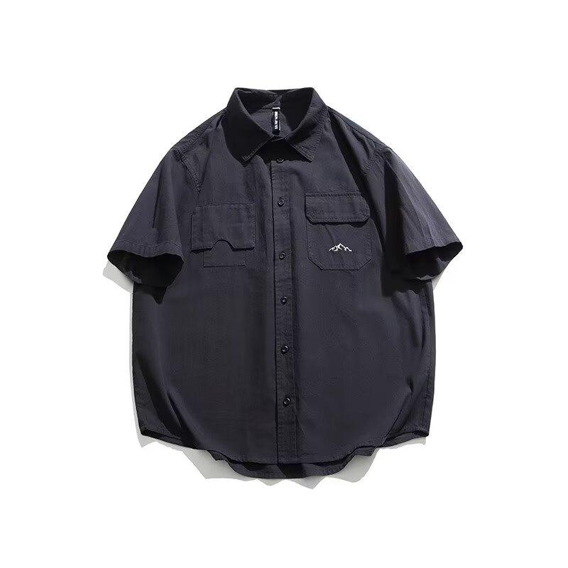 Летняя рубашка с коротким рукавом три четверти для студентов, свободный и нишевый дизайн, забавный новый мужской топ для ношения на открытом воздухе