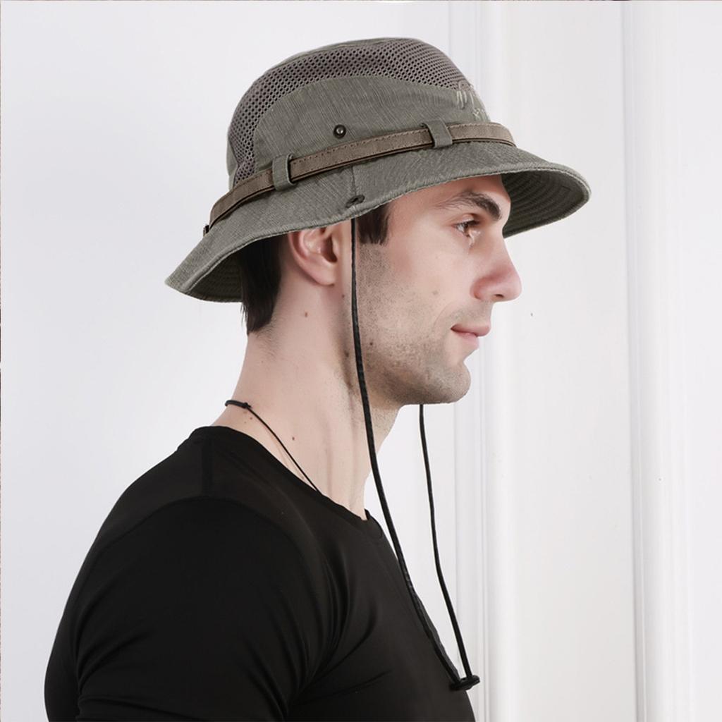 Мужская шляпа-ведро для рыбалки, походная шляпа, уличная шляпа от солнца, хлопковая сетчатая шляпа