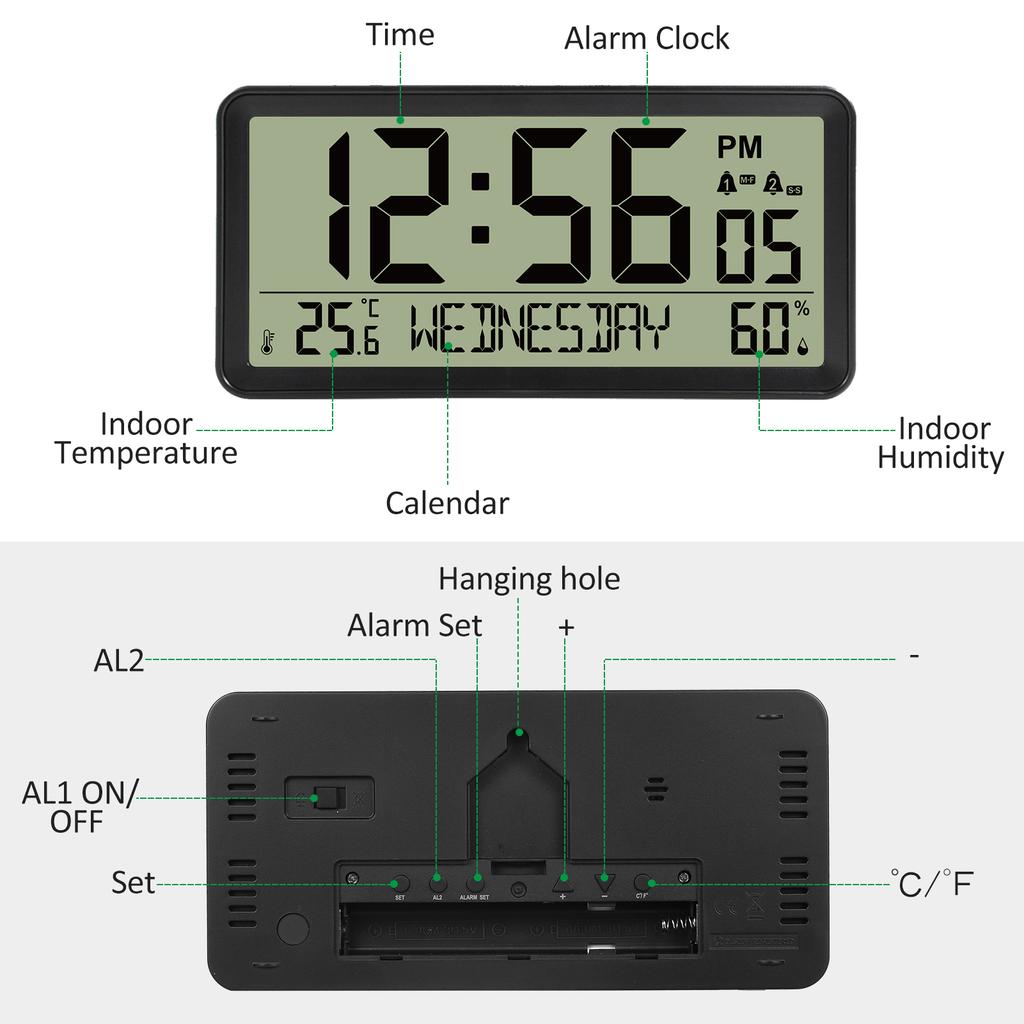 ЖК-цифровой будильник с батарейным питанием, настольные электронные маленькие часы с температурой в помещении