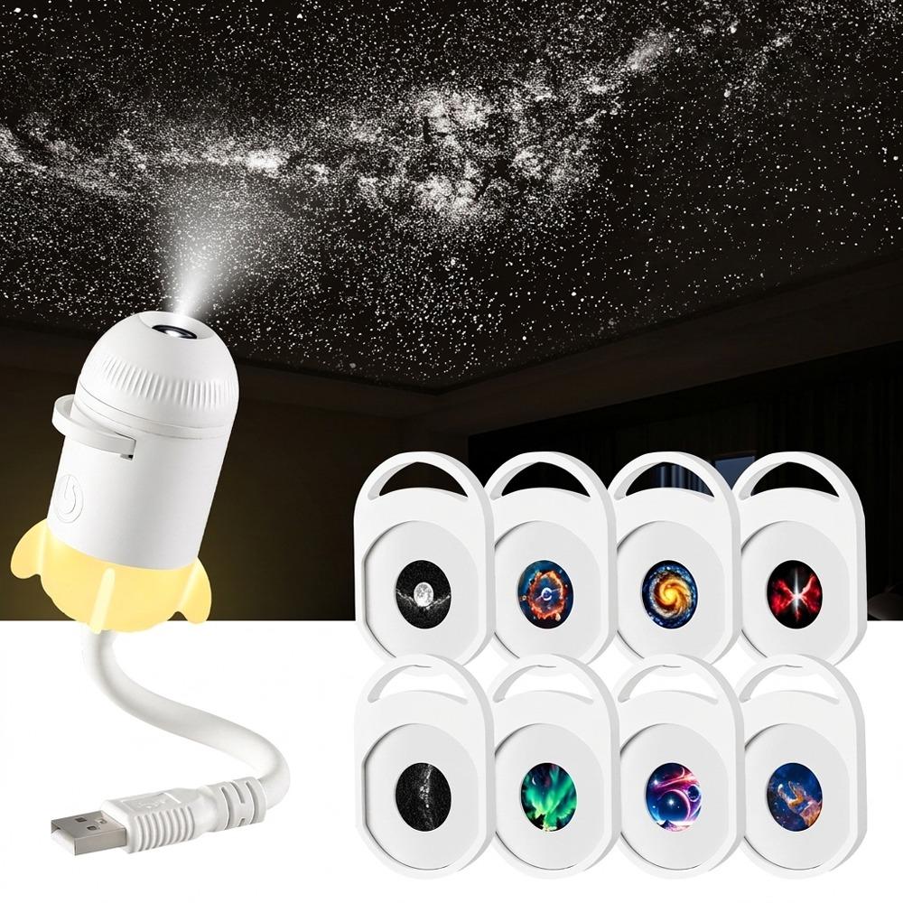 Adjustable Focus USB Planet Projector Light Interchangeable Slides 161 Degree Rotating Starry Sky Projector Romantic