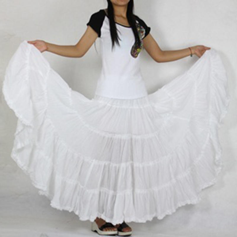 Женские длинные юбки ярких цветов, хлопковая Falda, женская повседневная пляжная юбка макси в богемном стиле с оборками