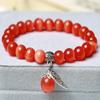 National Style Buddha Bead Bracelet with Cat's Eye Stone for Women, Fashion Lady Crystal Jewelry