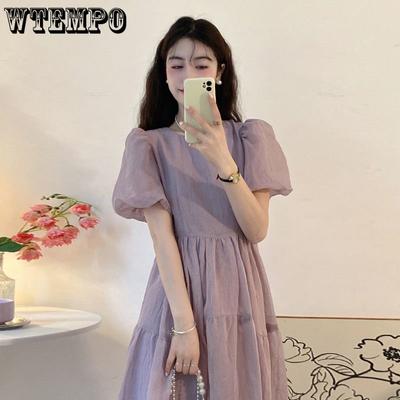 Платья с объемными рукавами Женские весенние и летние дизайнерские нишевые нежные и элегантные корейские длинные платья