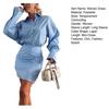 Women's Striped Shirt Dress Long Sleeve Bodycon Mini Dress Lapel Button Patchwork T-Shirt Dress Casual Summer Ladies Office Dress