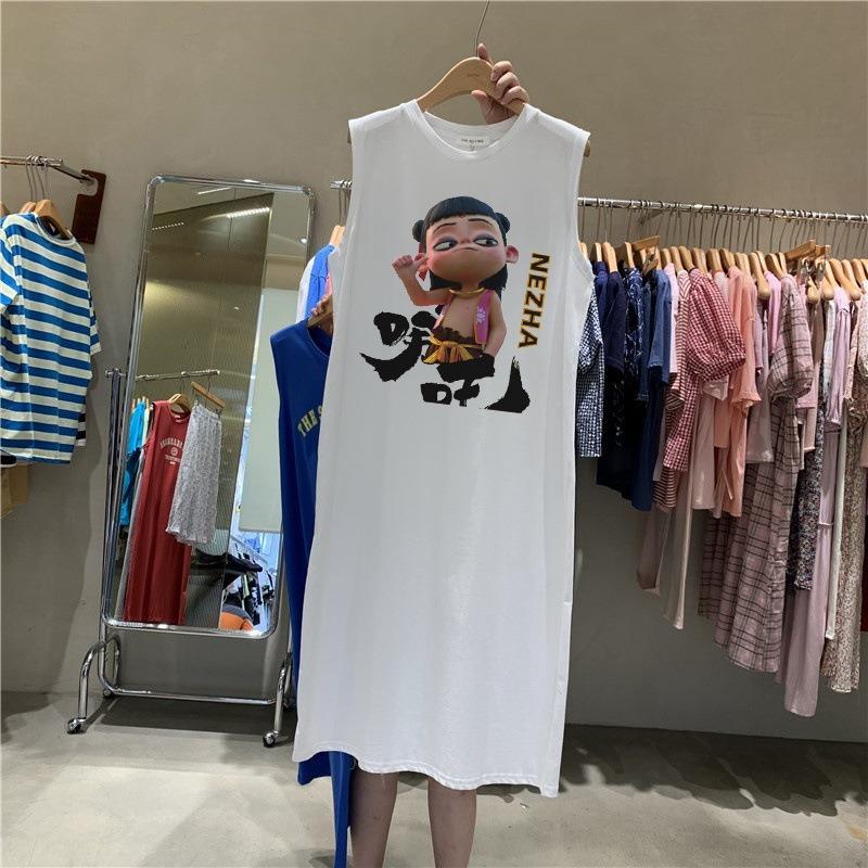 Женская одежда без рукавов жилет футболка длинное платье женское повседневное ленивое платье