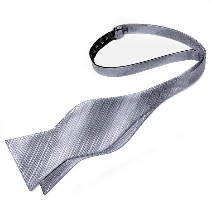 Dibangu Мужской комплект с предварительно завязанным галстуком-бабочкой, серый шелковый галстук, карманные квадратные запонки для официальной свадьбы