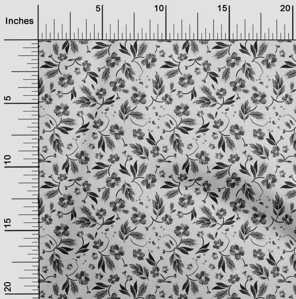 oneOone Cotton Flex Gray Fabric Floral Fabric For Sewing Printed Craft Fabric By The Yard 40 Inch