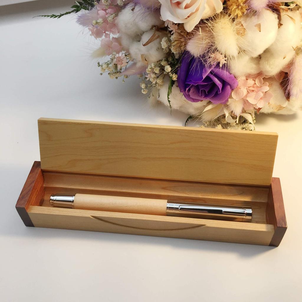 LACHIEVA LUX Luxury Writing Instrument Natural Wood Nib Ballpoint Pen Gift Set Gift Maple, German-Made Water-Based
