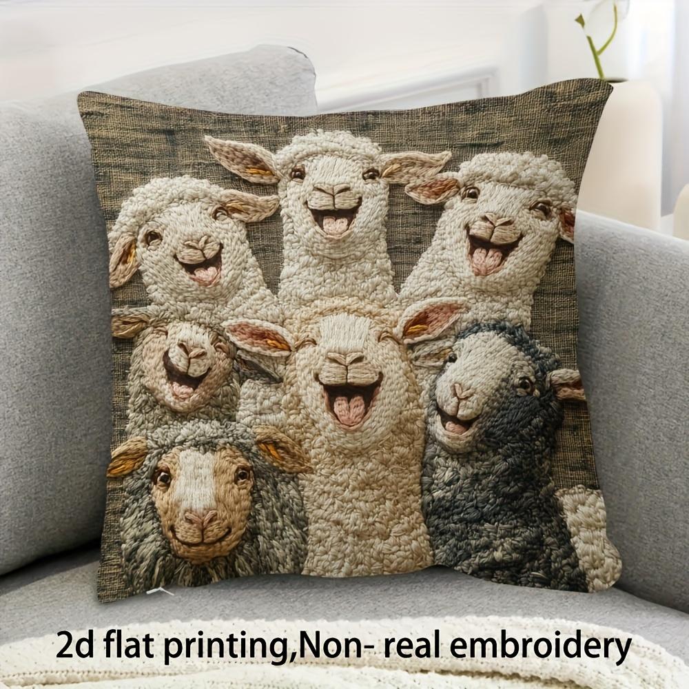 pc Smiling Sheep Throw Pillow Cover D DoubleSided Print Soft Polyester Cushion Case for Home Sofa Bedroom Car Decor