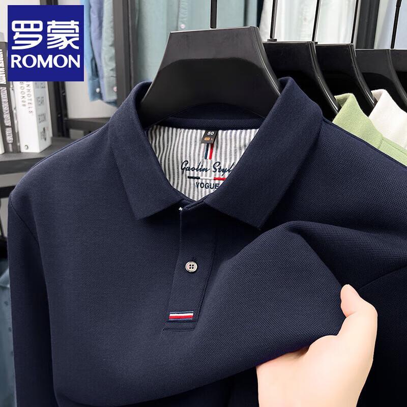 Romon Men's Casual Business Long Sleeve Polo Shirt