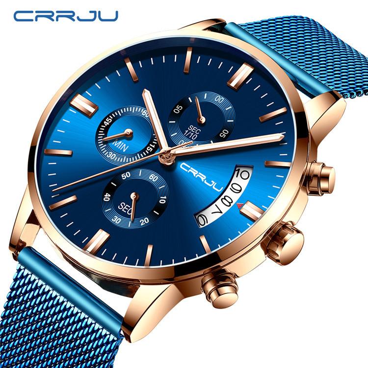 CRRJU New Six-pin Men's Casual Personality Watch Fashion Popular Men's Watch Student Watch
