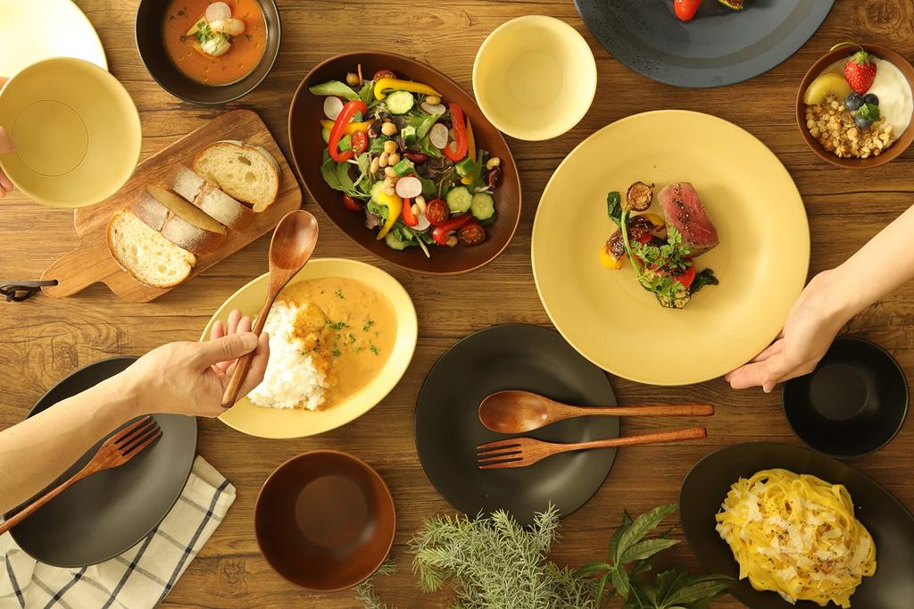 rebirth Natural Series Dinnerware Perfect for Single Made in Dishwasher and Microwave Safe 6-Piece Set, B, Living, Japan, Lightweight,