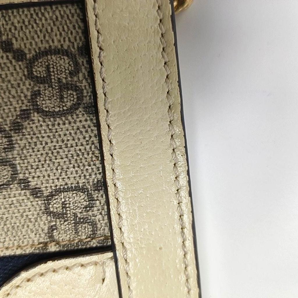 [Pre-Owned] Ophidia Vintage Logo Chain Stripe Web Canvas And Leather Envelope Clutch Bag - Very Good #1QDZBVG