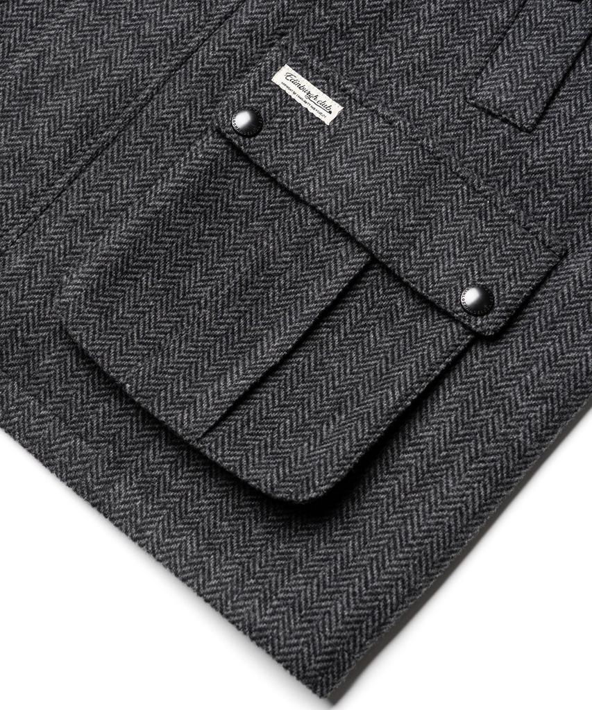 Edinburgh Club Wool Blended Herringbone Mid Hunting Jacket [C/Grey]