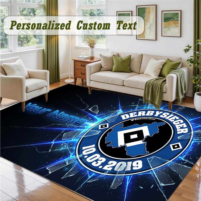 Crystal Velvet Square Rug Custom NameHamburger SV Pattern Non Slip Home Floor Decor Rug