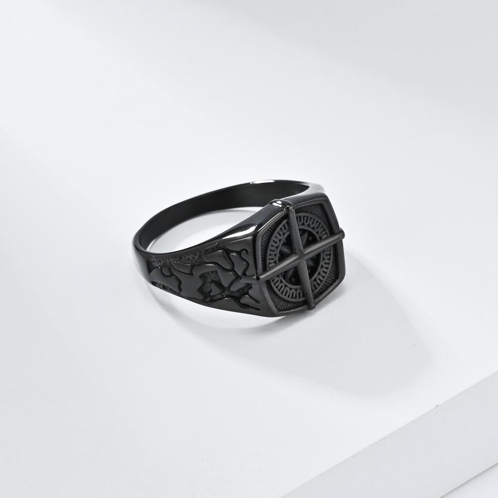 Vintage Nordic Pirate Nautical Compass Compass Stainless Steel Ring Men's Gold Hip Hop Faith Hand Jewellery