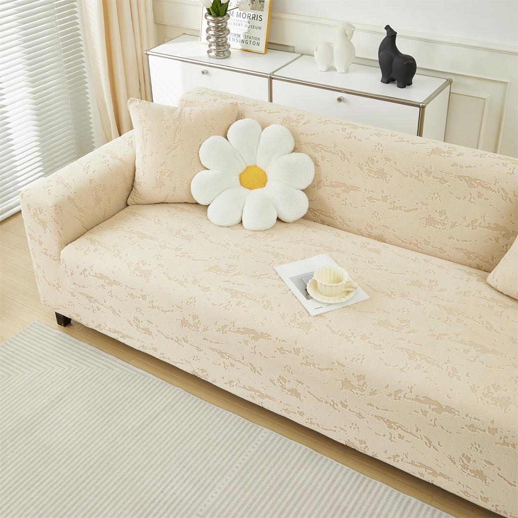 Водоотталкивающий Толстый Жаккардовый Однотонный Флисовый Чехол на Диван для Гостиной Эластичный Универсальный 1/2/3/4-местный Чехол на Диван