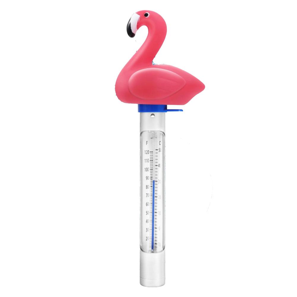 Shatter Resistant Floating Pool Thermometer Pink Flamingo Design With Retrieval Rope For Outdoor Indoor Spa Tub Temperature