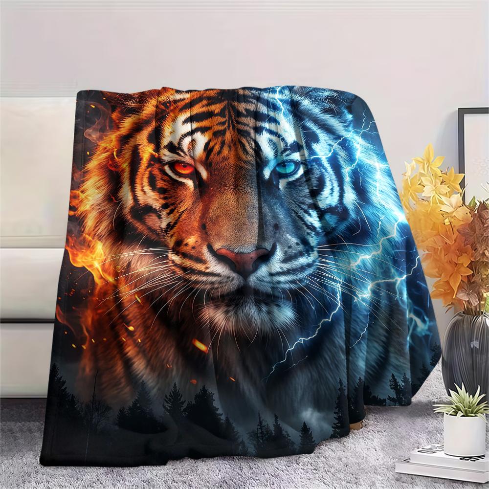 Red Blue Eagle Tiger Leopard Print Flannel Blanket,High quality Comfortable for All Seasons,Home Decor,Warmth and Comfort,Perfect for Christmas Gifts
