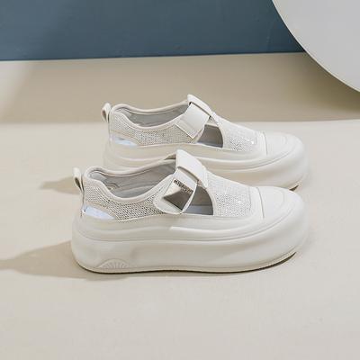 Новые летние дышащие белые туфли Ins, женские повседневные туфли с низким верхом, туфли на платформе, туфли на платформе