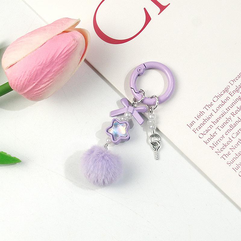 Sweet Bow Star Beaded Keychain Kawaii Pendant For Women Girls Versatile Exquisite Backpack Decoration Accessories Gifts