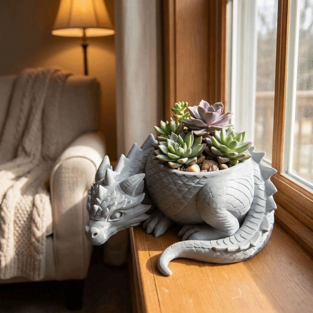 Plastic Succulent Planter Growing Pots Flower Container Dragon Shaped Plant Pot for Desktop Decor
