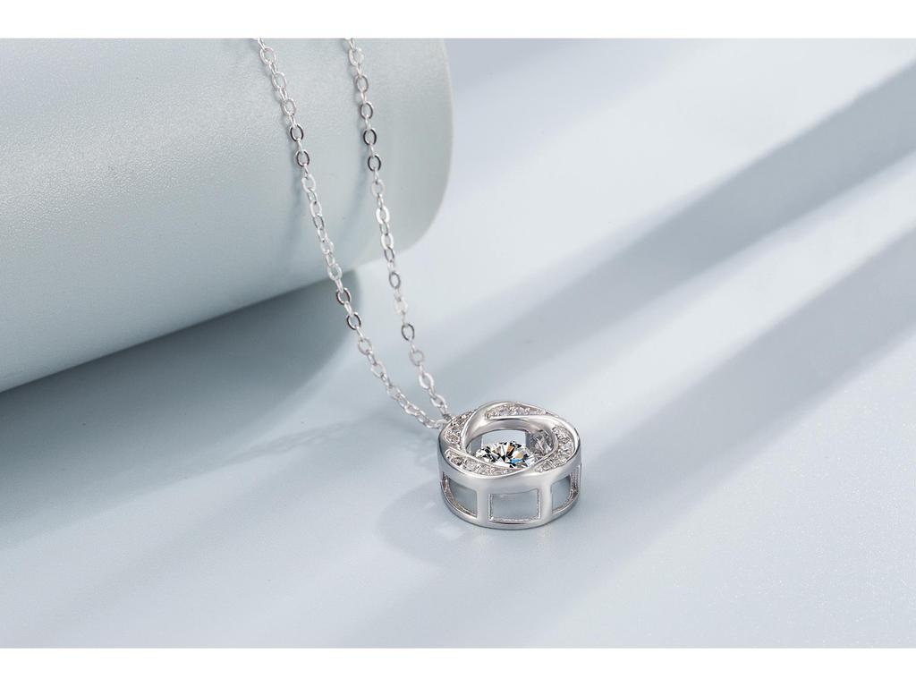 Женское колье-подвеска «Танцующее сердце» из серебра 925 пробы - Роскошная круглая цепочка для ключиц, Рождественский подарок